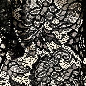 Sexy Black Lace Flower Designed Throw Over Dress